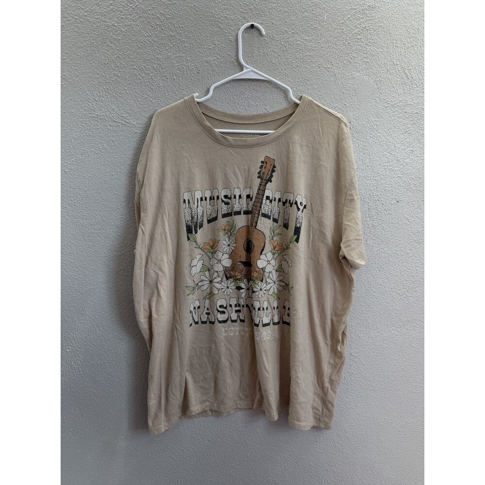 Time and Tru Womens T-Shirt Size XXL Music City Nashville Short Sleeve Graphic